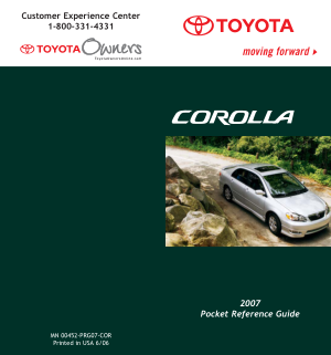 2007 Toyota Corolla Quick Reference Guide